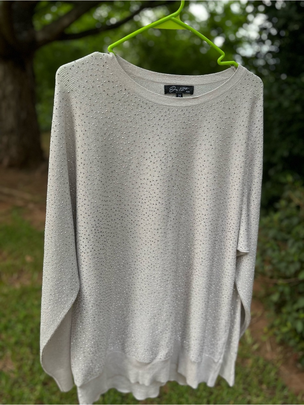 Crystal-Embellished Women's long sleeve lightweight Sweater 2X